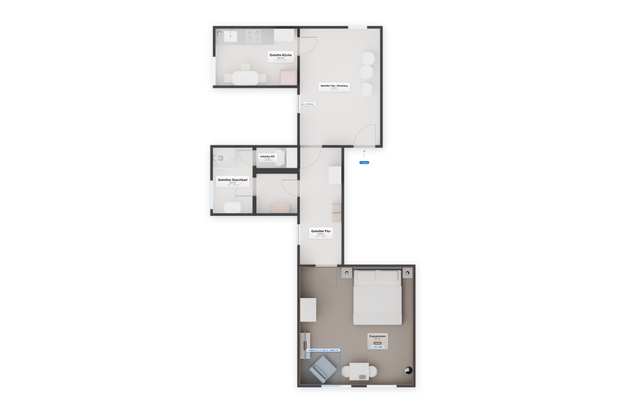 Doppelzimmer Fleetblick: Grundriss Viel Zu groß